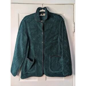 Vintage Woolrich Women's Quilted Fleece Jacket 90's Green Large Drop Pockets (C)
